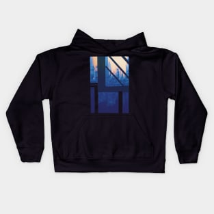 Blue Cityscape early evening Kids Hoodie